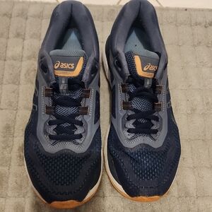 Asics Dark Blue and Orange Running Shoes